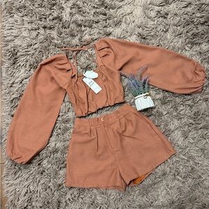 Women's Rust Tank Top with Puff Sleeves